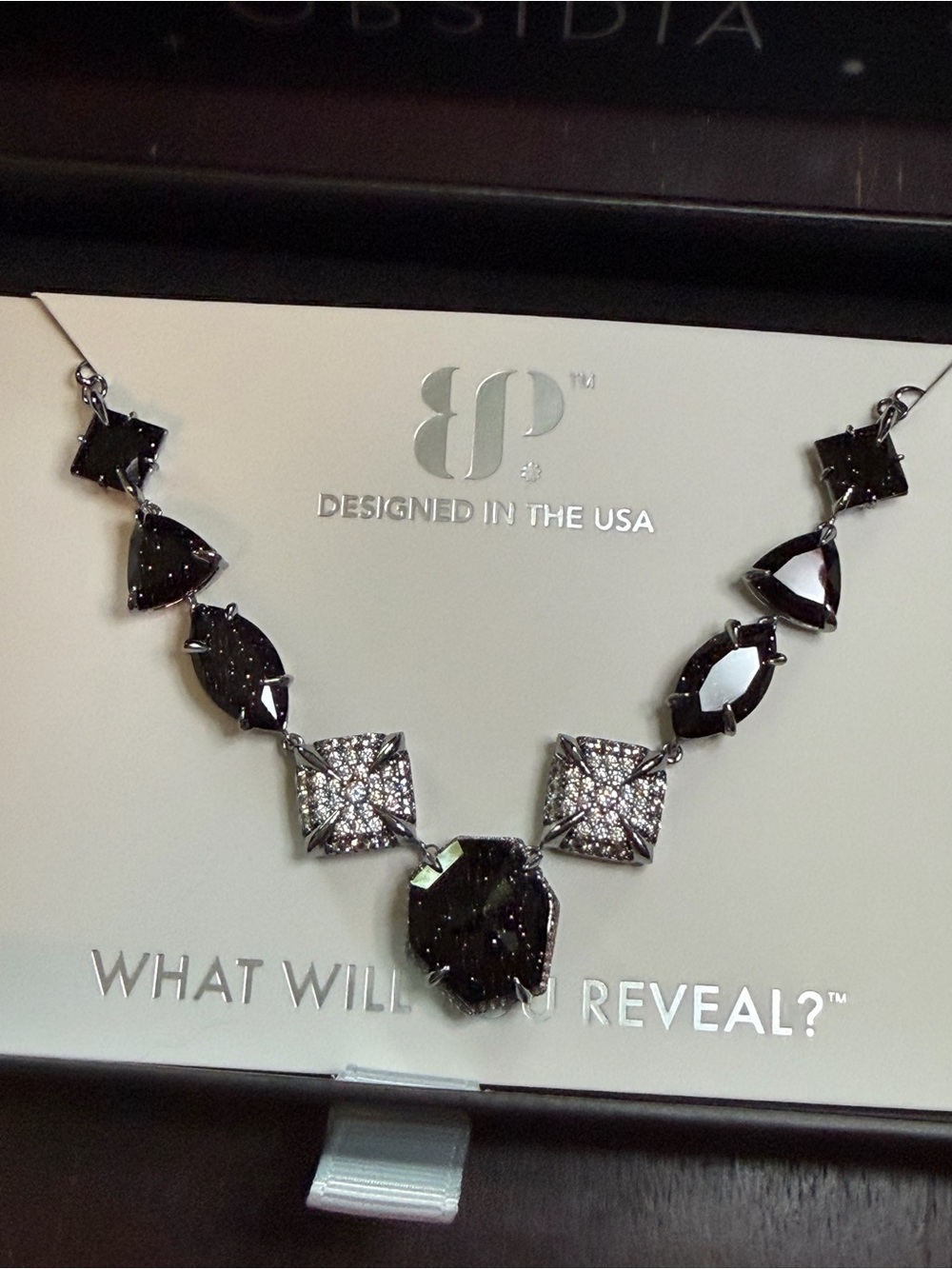 bp Black Crystal and Pavé Statement Necklace